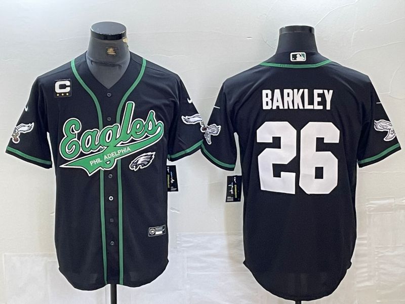 Men Philadelphia Eagles #26 Barkley Black 2024 Nike Co branded NFL Jersey style 12